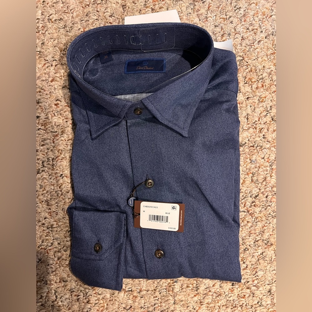 NWT David Donahue Blue Knit Shirt